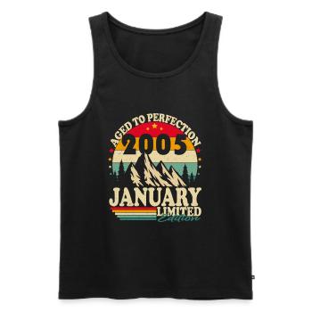 January 2005 Born Birthday Retro - Men's Premium Organic Tank Top - black - Front - Michal (187cm)