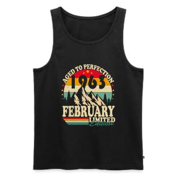 February 1963 Vintage Birthday Retro Gift - Men's Premium Organic Tank Top - black - Front - Michal (187cm)