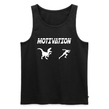 motivation sport running humor dinosaur - Men's Premium Organic Tank Top - black - Front - AI Model Male 178 light (178cm)