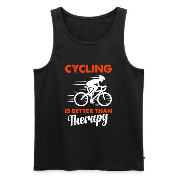 Cycling is better than therapy - Men's Premium Organic Tank Top - black - Front - Michal (187cm)