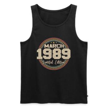 Génial Depuis Mars 1989 Anniversaire 1989 Cadeau - Débardeur bio Premium Homme - noir - Devant - Michal (187cm)