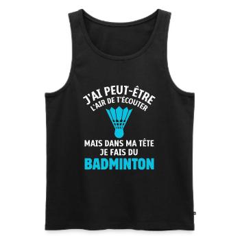 joueur de badminton humour cadeau badminton - Débardeur bio Premium Homme - noir - Devant - AI Model Male 178 light (178cm)