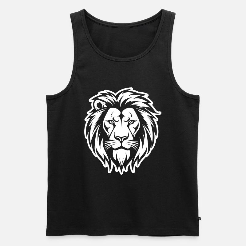 Löwenkopf Löwe Silhouette - Männer Premium Bio Tank Top - Schwarz