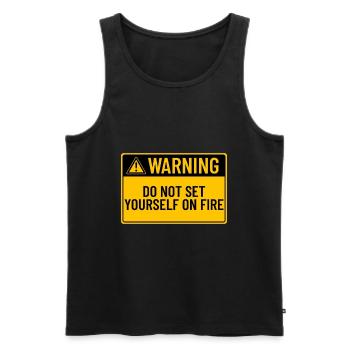 Avertissement : Ne vous immolez pas par le feu - Débardeur bio Premium Homme - noir - Devant - AI Model Male 178 light (178cm)