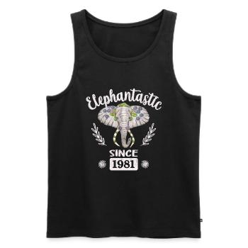 Elephantastic since 1981, Elephant Head Decorated - Men's Premium Organic Tank Top - black - Front - AI Model Male 178 light (178cm)
