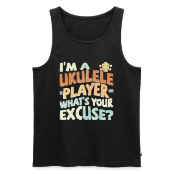 I’m a Ukulele player, what’s your excuse? - Männer Premium Bio Tank Top - Schwarz - Vorne - Michal (187cm)