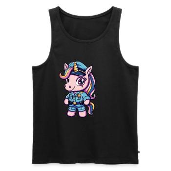 Cute Unicorn Police Officer - Männer Premium Bio Tank Top - Schwarz - Vorne - Michal (187cm)