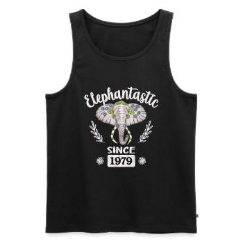 elephantastic since 1979 - Men's Premium Organic Tank Top - black - Front - AI Model Male 178 light (178cm)