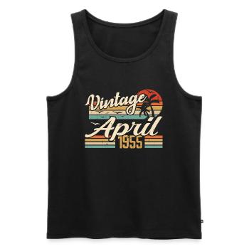 April 1955 Geburtstagsgeschenkidee, Jahrgang 1955 - Männer Premium Bio Tank Top - Schwarz - Vorne - Michal (187cm)