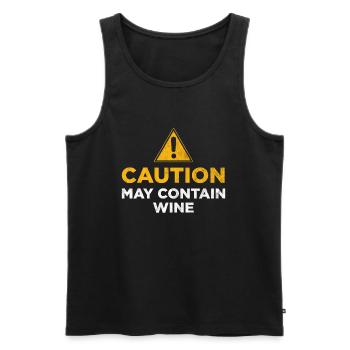 Vorsicht kann Wein enthalten - Männer Premium Bio Tank Top - Schwarz - Vorne - Michal (187cm)