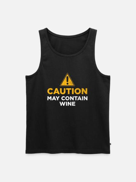Caution may contain wine - Men's Premium Organic Tank Top - black