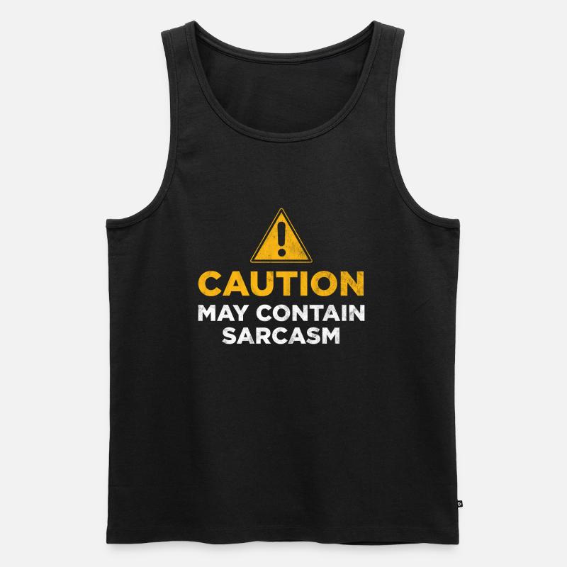 Caution may contain sarcasm - Men's Premium Organic Tank Top - black