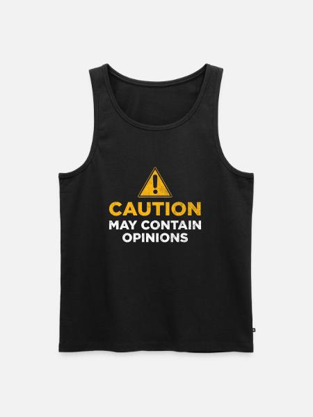 Caution may contain opinions - Men's Premium Organic Tank Top - black
