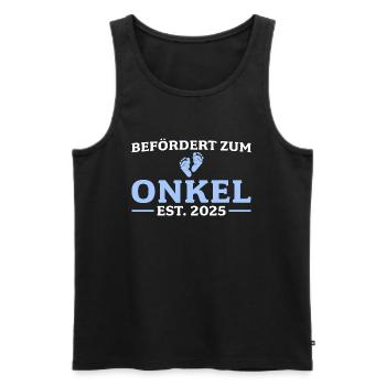 Onkel 2025 Babyparty - Männer Premium Bio Tank Top - Schwarz - Vorne - Michal (187cm)