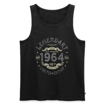 1964 Anniversaire legendary Né 1964 - Débardeur bio Premium Homme - noir - Devant - AI Model Male 178 light (178cm)