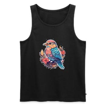 Fleurs d’oiseaux - Débardeur bio Premium Homme - noir - Devant - Michal (187cm)