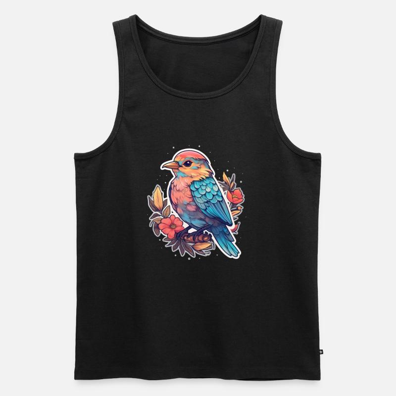 Vogel Blumen - Männer Premium Bio Tank Top - Schwarz