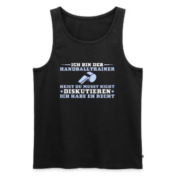 Handballtrainer Ich habe eh recht - Männer Premium Bio Tank Top - Schwarz - Vorne - Michal (187cm)