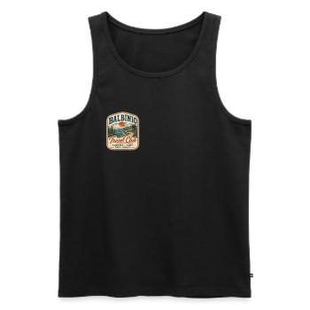 Panneau vintage du Balbinio Travel Club - Débardeur bio Premium Homme - noir - Devant - Michal (187cm)