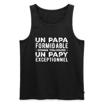Papa Formidable Donne Un Papy Exceptionnel - Débardeur bio Premium Homme - noir - Devant - AI Model Male 178 light (178cm)