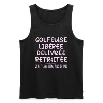 Golfeuse célèbre sa retraite avec humour cadeau - Débardeur bio Premium Homme - noir - Devant - Michal (187cm)