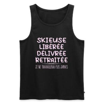 Skieuse célèbre sa retraite avec humour cadeau - Débardeur bio Premium Homme - noir - Devant - Michal (187cm)