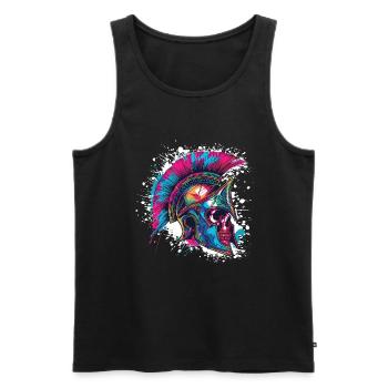 Spartaner Totenkopf Gladiator - Männer Premium Bio Tank Top - Schwarz - Vorne - AI Model Male 178 light (178cm)