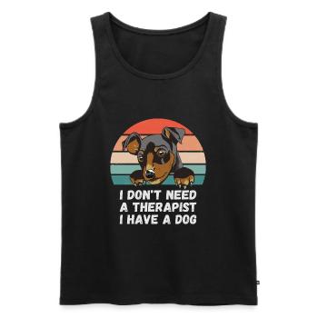 Ich brauche keinen Therapeuten ich habe einen Hund - Männer Premium Bio Tank Top - Schwarz - Vorne - AI Model Male 178 light (178cm)