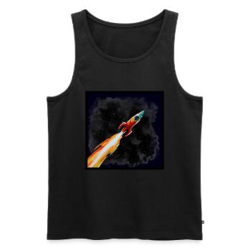 Rakete - Männer Premium Bio Tank Top - Schwarz - Vorne - AI Model Male 178 light (178cm)
