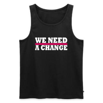We need a change - Débardeur bio Premium Homme - noir - Devant - AI Model Male 178 light (178cm)