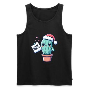 funny cactus for christmas wants to cuddle - Men's Premium Organic Tank Top - black - Front - AI Model Male 178 light (178cm)