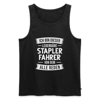 Staplerfahrer Lagerarbeiter Gabelstapler Lagerist - Männer Premium Bio Tank Top - Schwarz - Vorne - Michal (187cm)