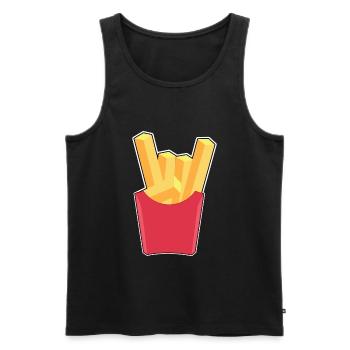 Heavy Metal Pommesgabel - Männer Premium Bio Tank Top - Schwarz - Vorne - AI Model Male 178 light (178cm)