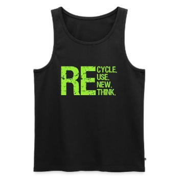 Recycle Reuse Renew Rethink Earth Day Environment - Men's Premium Organic Tank Top - black - Front - Michal (187cm)