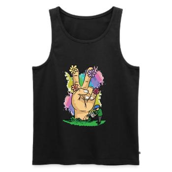Pouvoir de fleur de paix - Débardeur bio Premium Homme - noir - Devant - Michal (187cm)