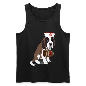 Lustiger Hund Bernhardiner mit Fass - Männer Premium Bio Tank Top - Schwarz - Vorne - AI Model Male 178 light (178cm)