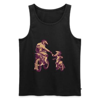 Motocross dirt bike papa et fils moto - Débardeur bio Premium Homme - noir - Devant - Michal (187cm)