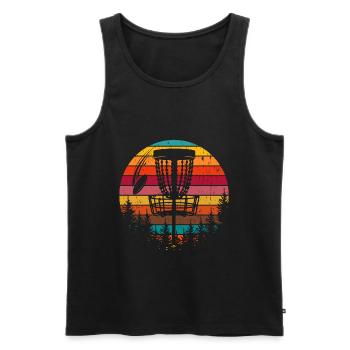 Disc Golf Retro Vintage Frisbee - Männer Premium Bio Tank Top - Schwarz - Vorne - Michal (187cm)