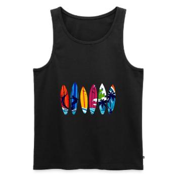 Surfing board surfing - Men's Premium Organic Tank Top - black - Front - AI Model Male 178 light (178cm)