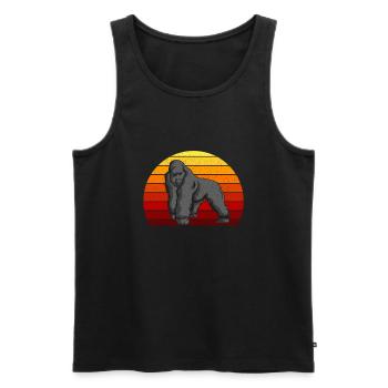 Retro 70s 80s gorilla monkey silverback - Men's Premium Organic Tank Top - black - Front - AI Model Male 178 light (178cm)