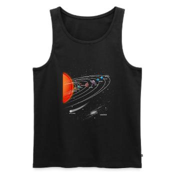 Astronomie de la Voie lactée des planètes du système solaire - Débardeur bio Premium Homme - noir - Devant - AI Model Male 178 light (178cm)