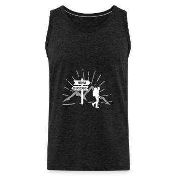 Alpenüberquerung E5 Meran Oberstdorf - Männer Premium Bio Tank Top - Anthrazit - Vorne - Alexander (188cm)
