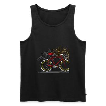 Conception de vélo de route pour femmes et hommes cyclisme sur route - Débardeur bio Premium Homme - noir - Devant - AI Model Male 178 light (178cm)