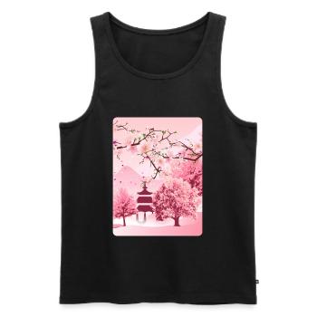 Art japonais de fleur de cerisier japonais - Débardeur bio Premium Homme - noir - Devant - AI Model Male 178 light (178cm)