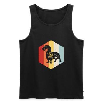 Retro vintage wire-haired dachshund design - Men's Premium Organic Tank Top - black - Front - AI Model Male 178 light (178cm)