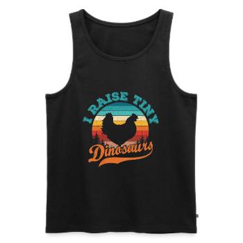 I Raise Tiny Dinosaur Retro 70's Chicken Silhouette - Men's Premium Organic Tank Top - black - Front - AI Model Male 178 light (178cm)