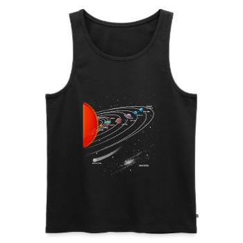Terre plate Système solaire flat Earth - Débardeur bio Premium Homme - noir - Devant - AI Model Male 178 light (178cm)