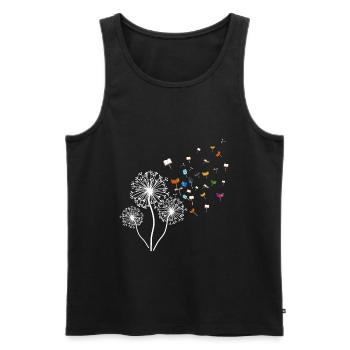 Dandelion Books Dandelion Fly Reading - Men's Premium Organic Tank Top - black - Front - Michal (187cm)