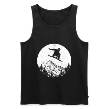 Snowboard tricks design for freestyle snowboarders - Men's Premium Organic Tank Top - black - Front - AI Model Male 178 light (178cm)
