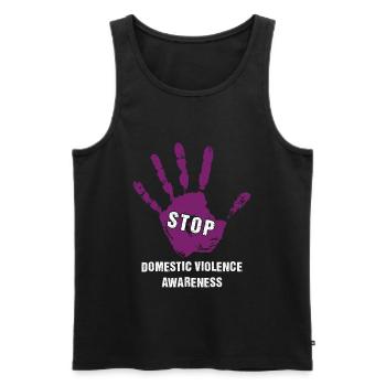 Stop domestic violence against women - Men's Premium Organic Tank Top - black - Front - AI Model Male 178 light (178cm)